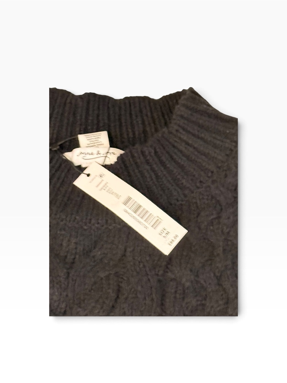 Anna & Ava Black Cable Knit Sleeveless Sweater with White Braid Hem S/M NWT - Picture 2 of 6